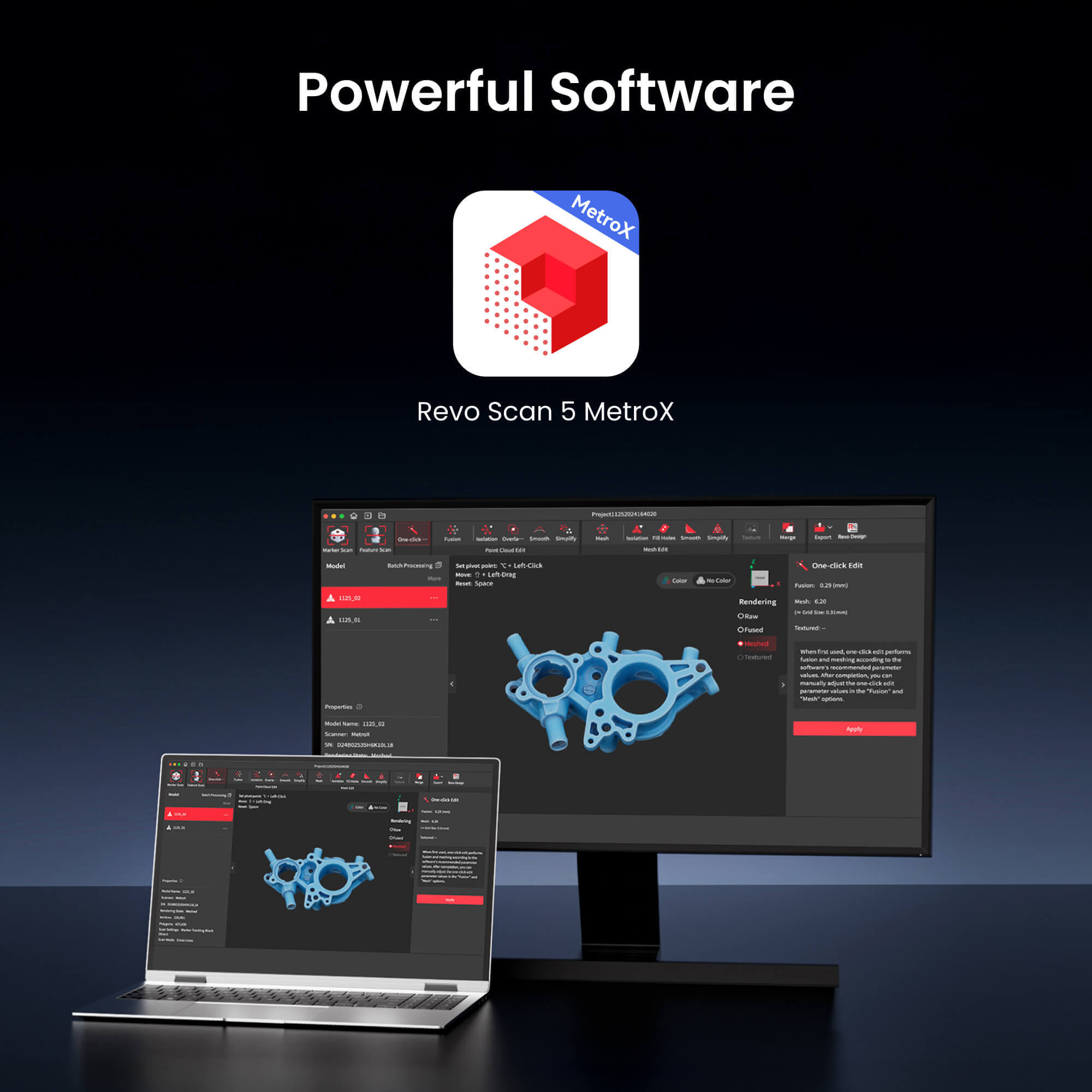 Revopoint MetroX: Blue Laser Line and Full-field Structured Light 3D Scanner